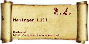 Maninger Lili névjegykártya